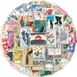 50pcs Retro Stamp Art Stickers Vintage Aesthetic Cartoon Decals For Laptop Luggage Skateboard Phone Sticker Kids Toys