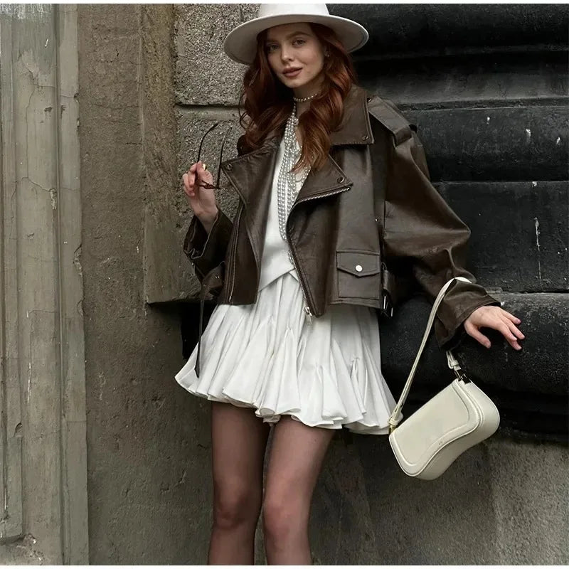 White Ruffles Elegant Mini Skirts Fashion 2025 Women High Waist Pleated Fluffy A-Line Skirt Summer Loose Communte Female Clothes
