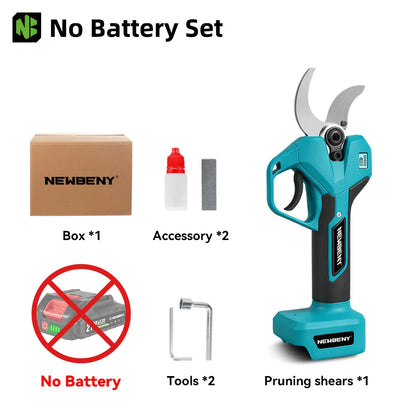 NEWBENY 65MM 2 Gears Brushless Electric Scissors Cordless Pruning Shears Fruit Tree Branch Power Tools For Makita Battery Pin