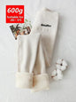 Women's Winter Leggings Ribbed Knitted Velvet Thermal Skinny Tights with Fleece Strech Cotton Beige Warm Leggings for Women 2025
