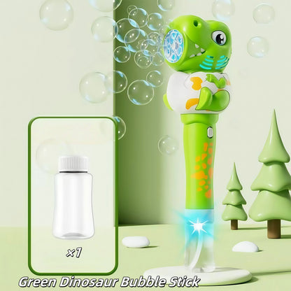 Cartoon Dinosaur Giraffe Bubble Blowing Machine for Children, Fully Automatic Handheld Bubble Stick, Luminous Bubble Toy