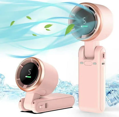 Portable Handheld Turbo Fan, 5 Gear Wind, USB-C Rechargeable Fan, Up to 10 Working Hours, 3 IN 1 Hand Fans with Air Turbo Tech