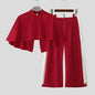 INCERUN Men Sets Patchwork Turtleneck Irregular Crop Shirt Cloak & Wide Leg Pants 2PCS Streetwear Loose Fashion Casual Men Suits
