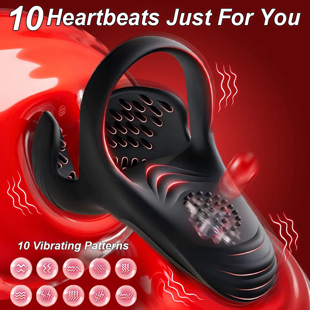 Penis Cock Ring Male Vibrator Perineal  Stimulator 10 Vibrating  Ejaculation Delay 360° Wrapping Testicle Adult Sexy Toy