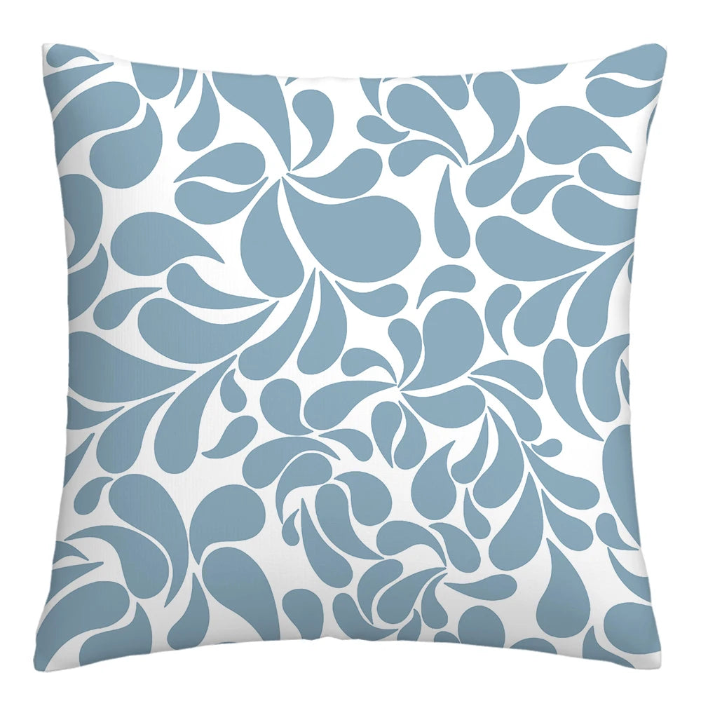 Lake blue white geometric linen pillowcase sofa cushion cover home decoration can be customized for you 40x40 45x45 50x50 60x60