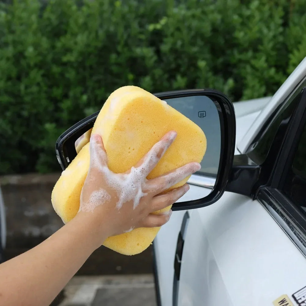 Large Car Wash Sponge Multi-Purpose High-Density Yellow Honeycomb Sponge Block for Automotive Detailing Waxing Seam Cleaning