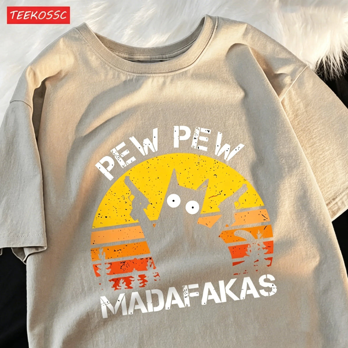 Pew Pew Madafakas Cat With Two Guns T-Shirts Man Street Summer Short Sleeve Harajuku Cotton Tshirt Oversized Breathable Tops