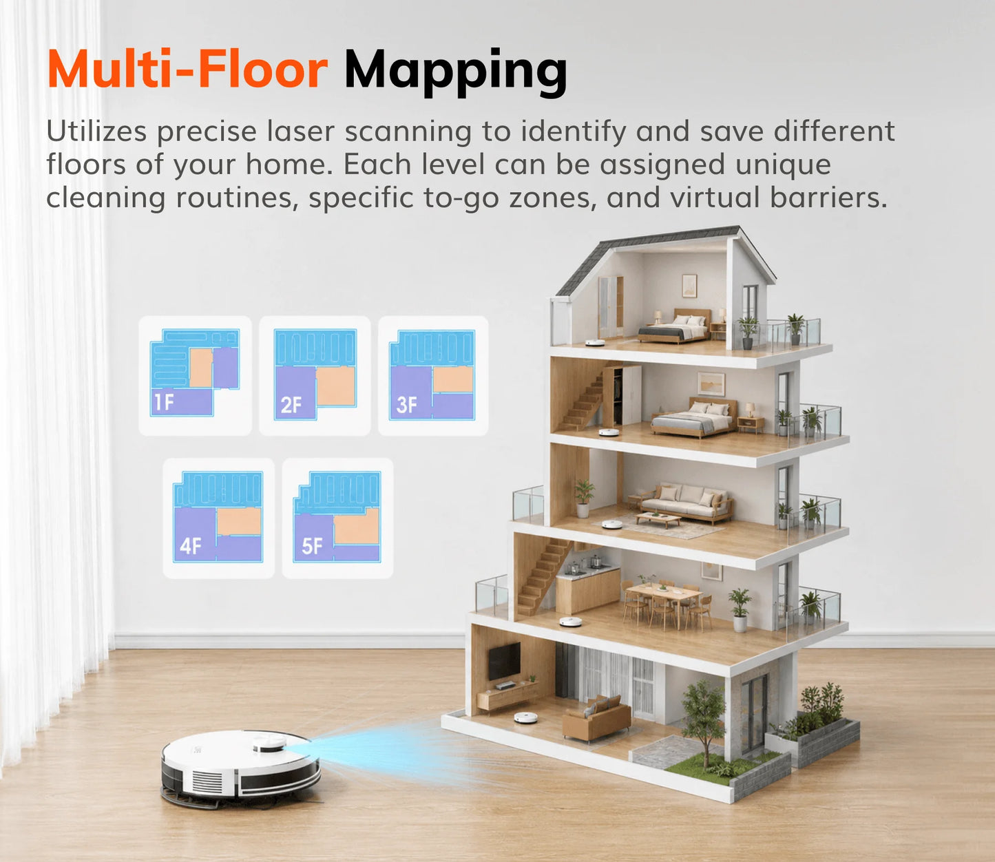 ILIFE A30 Pro Robot Vacuum Cleaner with Automatic Self-Emptying Station, 5000Pa Strong Suction, LDS Navigation, 180min Runtime, 2-in-1 Mop and Sweep, APP Control  ,Home Floor Carpet Clean