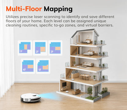 ILIFE A30 Pro Robot Vacuum Cleaner with Automatic Self-Emptying Station, 5000Pa Strong Suction, LDS Navigation, 180min Runtime, 2-in-1 Mop and Sweep, APP Control  ,Home Floor Carpet Clean