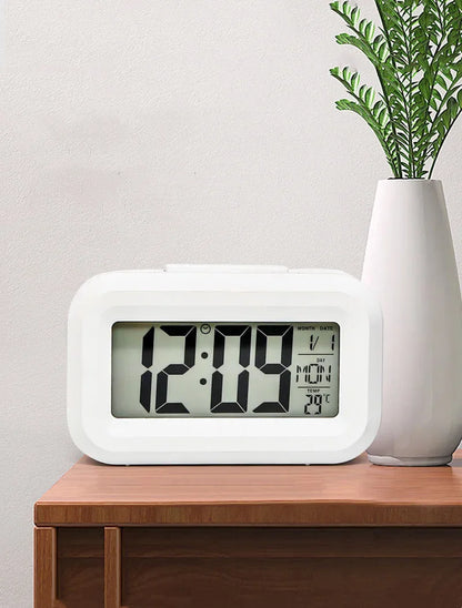 Led Digital Alarm Clock with Light Sensor, Luminous Display, Snooze, Mute, Calendar, Backlight, Always-On Desktop Table Clock