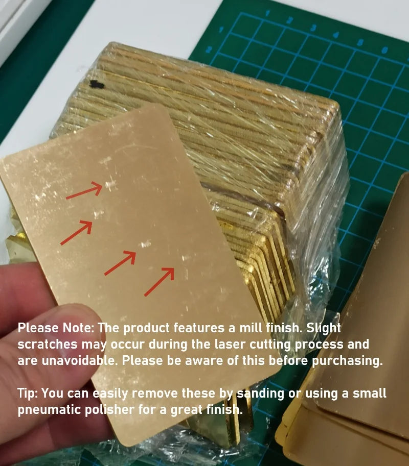 2mm Thick Solid Brass Business Cards Metal Blank Plates Mill Finish Unpolished For Fiber Laser Engraving DIY Craft