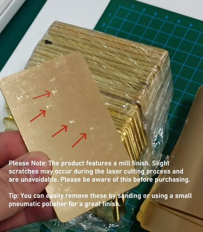 2mm Thick Solid Brass Business Cards Metal Blank Plates Mill Finish Unpolished For Fiber Laser Engraving DIY Craft