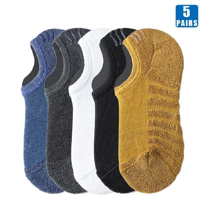 5 Pairs Men's Cotton Short Socks High Quality Crew Ankle Casual Soft Non-Slip Breathable Low-Cut Summer Autumn Socks for Men