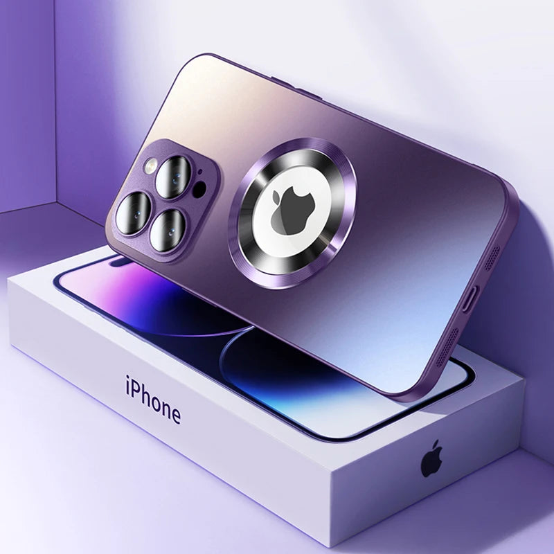 Tempered Glass Matte Magnetic For Magsafe Wireless Charging Case For iPhone 16 15 14 Pro Max Shockproof Soft Hard Bumper Cover