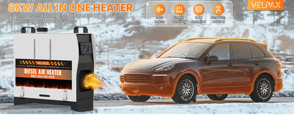 8KW Portable Diesel Heater with LCD Remote Control Adjustable Temperature 18-40℃ for Motorhome Boat And Home Use