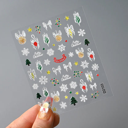 1sheet 5D Halloween Nail Stickers Pink/Green/Black Cartoon Pattern Nail Art Slider DIY For Sweet Cool Girl Cute Nail Decoration