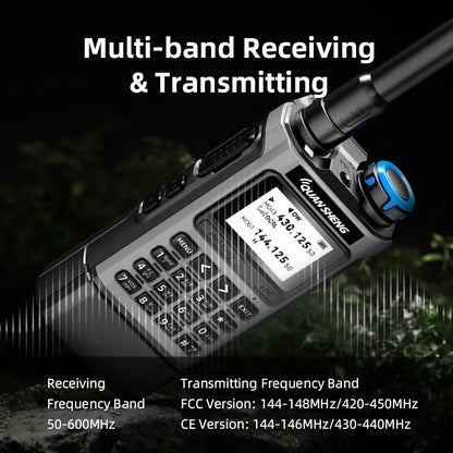 QUANSHENG K1 Air Band Walkie Talkie Wireless Copy Frequency Meter Type-C Charging NOAA Multi-Band Portable Two Way Radio UV