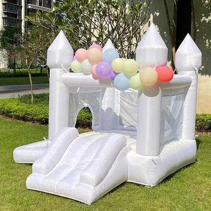 White Wedding Inflatable Bounce House With Slide Bouncy Castle  Jumping Party Game Trampoline With UL Blower Outdoor