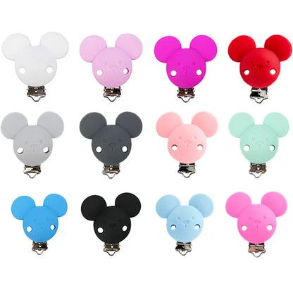 10pcs Silicone Cartoon Pacifier Clips Food Grade Silicone DIY Baby Teether Toy Necklace Pacifier Chain Dummy Clips