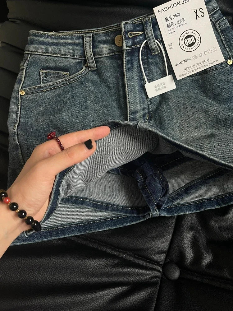 Women's Blue A-line Denim Skirt Y2k Jean Shorts Skirts Harajuku 90s Vintage Mini Cowboy Skirt 2000s Fashion Clothes Summer