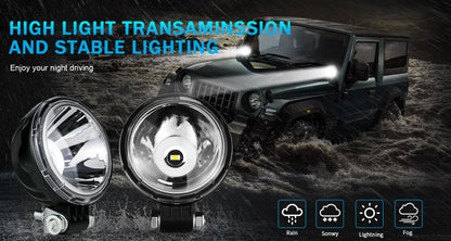 Lupuauto 3inch Led Work Light Offroad Round Spotlights Light 12V 24V 4x4 Offroad Fog Lights For Motorcycle Car ATV Race Dirt