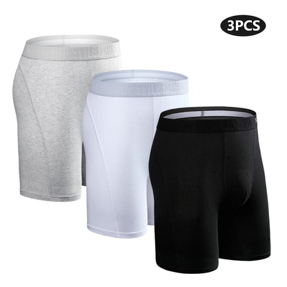 3pcs Long Boxers For Man Underware Lots Mens Underpants Cotton Men's Panties Family Boxershorts Boxer Sexy Male Shorts Calecon