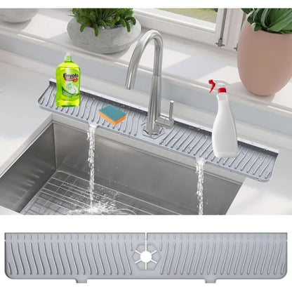 Silicone Tap Mat,Sink Splash Guard,Kitchen Tap Silicone Drain Mat, Silicone Tap Handle Drip Catcher Tray, Tap Mat for Kitchen