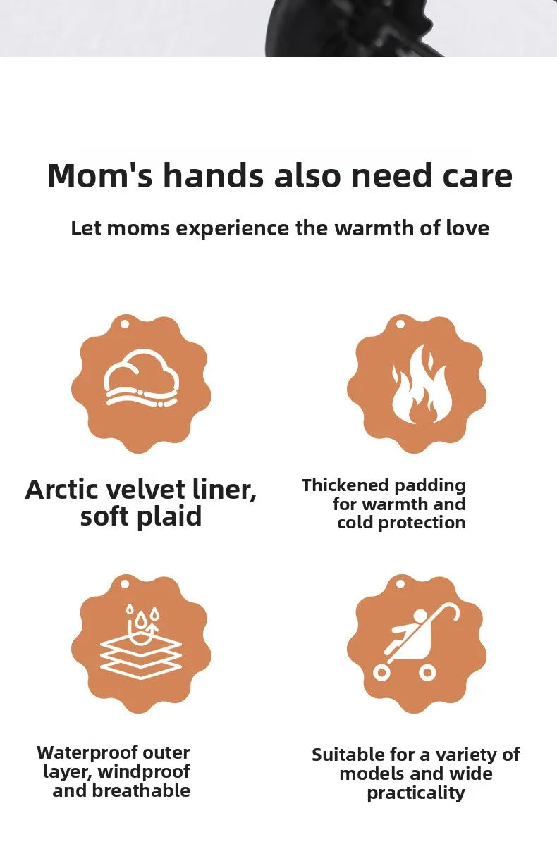 Stroller Gloves 1 Pair Winter Windproof Warm Simple Style Universal Prams Gloves Waterproof Baby Stroller Accessories