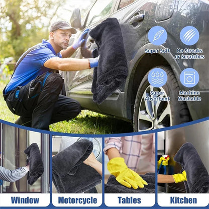 1-10PCS Car Wash Towel Ultra-fine Fiber Car Cleaning Cloth Soft Clean and Dry Cloth Edge Sealing Strong Water Absorption Rags