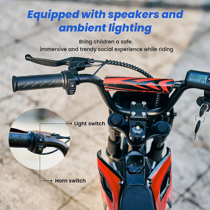A14 Kids E-Moto Toy 500W Motor 22km Range 36V5.2Ah Battery 3 Speeds(27km/h) Dual Brakes Shock Absorbers Lights for Outdoor Fun
