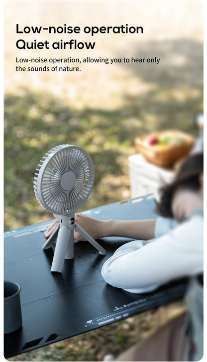 XIAOTREE Portable Handheld Rechargeable Fan LED Digital Display 180°Adjustable Rechargeable Fan 4 Speed Wind Camping Tripod Fan