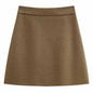 Womens Woolen Short Skirts Autumn Winter Versatile Simple Slimming A-Line Skirt Woman Elegant High Waist Bodycon Mini Skirts