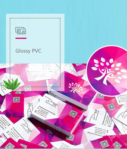 Custom PVC Business ID Card Own Design Logo Name Plastic Waterproof Double Side Glossy Matte Thank You 0.38mm 85.5*54mm 200pcs
