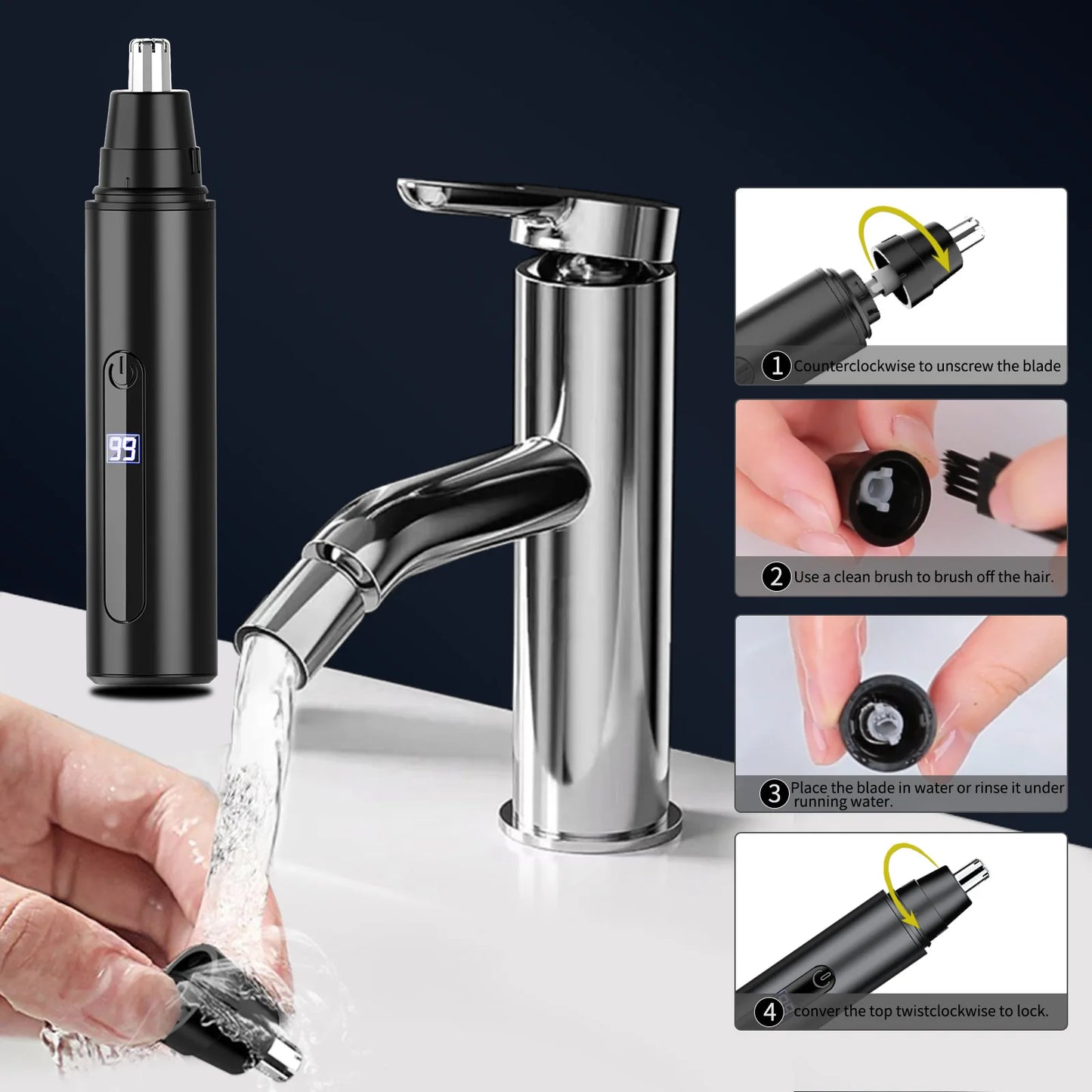 Nose Hair Trimmer USB Rechargeable Trimmer For Nose Electric Shaver Trim Nose Hair For Women And Men