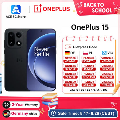 OnePlus 15 5G,Global Version Smartphone,12+256,16+512, Snapdragon 8 Elite Gen 5,165Hz Display,7300mAh,120W,eSIM,NFC,Black