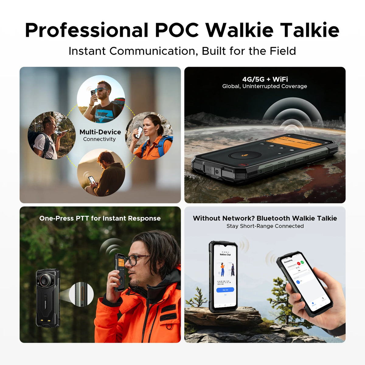 DOOGEE Fire 7 Ultra 5G Rugged Phone POC Walkie Talkie Mobile Phone 13000mAh Battery 32GB RAM (8+24) 256GB ROM Dimensity 6300 NFC