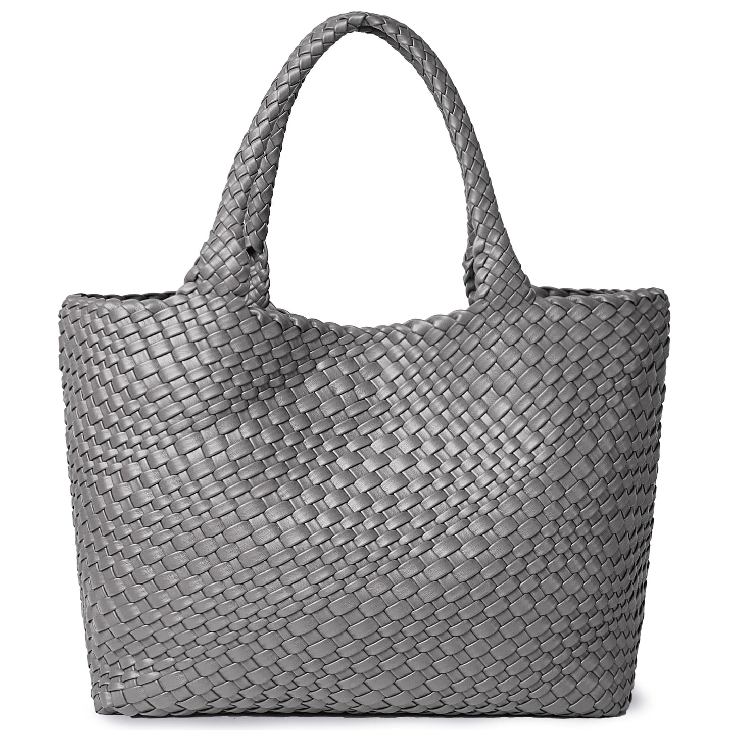 Woven Tote Bag Womens Purse Vegan Leather Shoulder Handbags - Fashion Summer Beach Tote Bags - Large Travel Totes