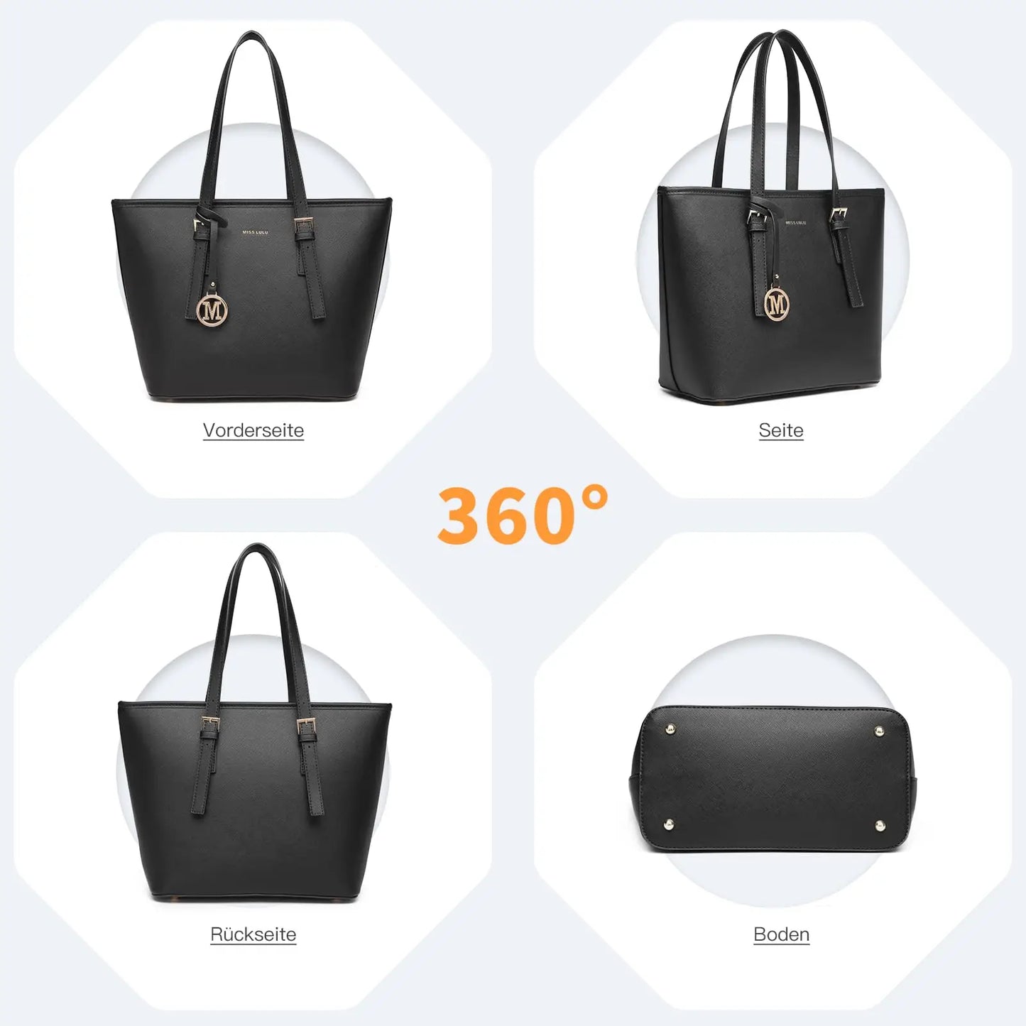 Miss Lulu WOMEN'S Handbag Big Shopper bag Handle bag Tote Bag for school Work Daily Perfect gift