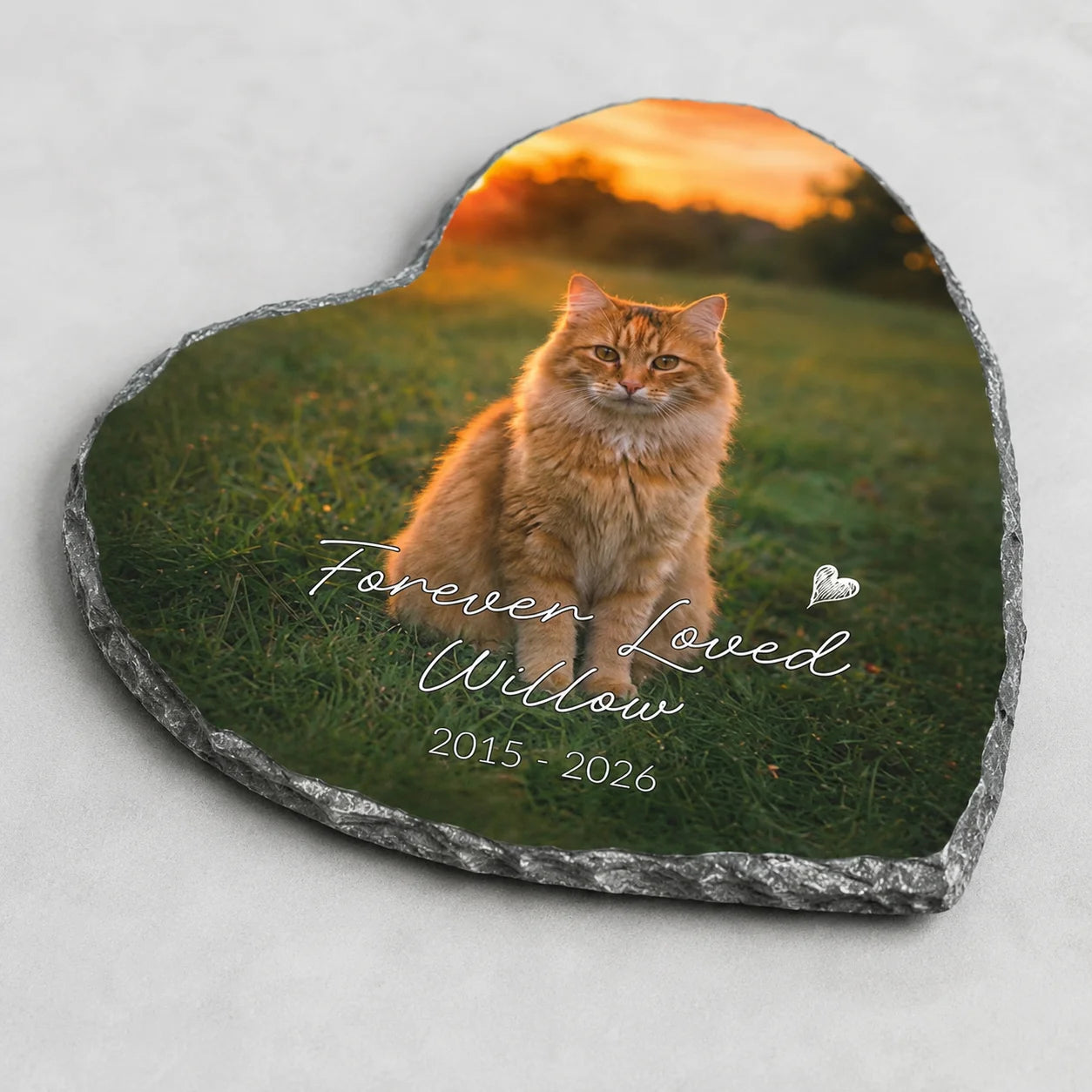 Personalized Kitty Portrait Photo Slate Rock Plaque Loss‑of‑Cat Memorial Stone Outdoor Pet Grave Remembrance Souvenir Ornament