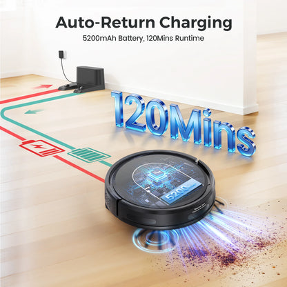 Vastorm E2 Robot Vacuum Cleaner 3-in-1 Floor Mop 5000Pa Powerful Suction with Auto-Charging Alexa/WiFi/App Control for Pet Hair Floors Cleaning