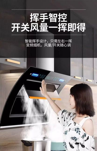 220V Haotaitai Double Motor Range Hood Kitchen Strong Suction Auto Clean Side Suction BBL