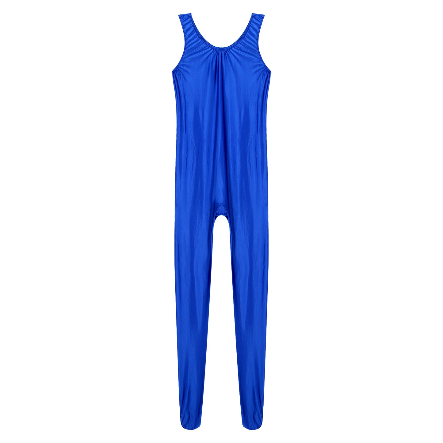 Women's Sleeveless Full Body Bodysuit Glossy Jumpsuit Gymnastics Fitness Swimming Leotard Pole Dance Costume Clubwear Lingerie