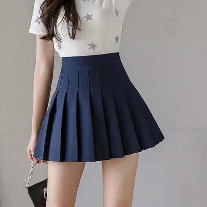 2026 New Vintage Gray Pleated Skirt Women Kawaii High Waist Mini Skirts Korean Fashion School Uniform Harajuku Streetwear Spring