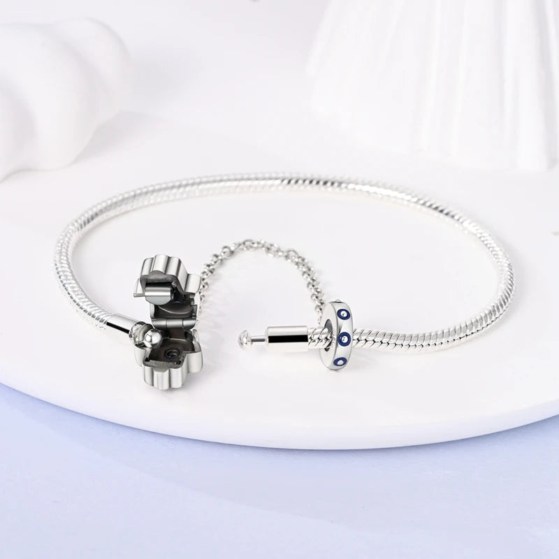 Bracelet Silver 925 Original 17-20CM Star Moon Sun Four Leaf Clover Green Zircon Bracelets Fit DIY Charms Birthday Jewelry Gifts