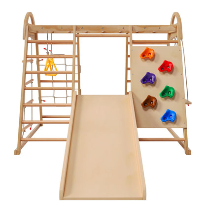 7-in-1 Climbing Scaffold, Include Swing, Swing Rings, Climbing Ladder, Climbing Board, Climbing Net, Slide, for Children's Room