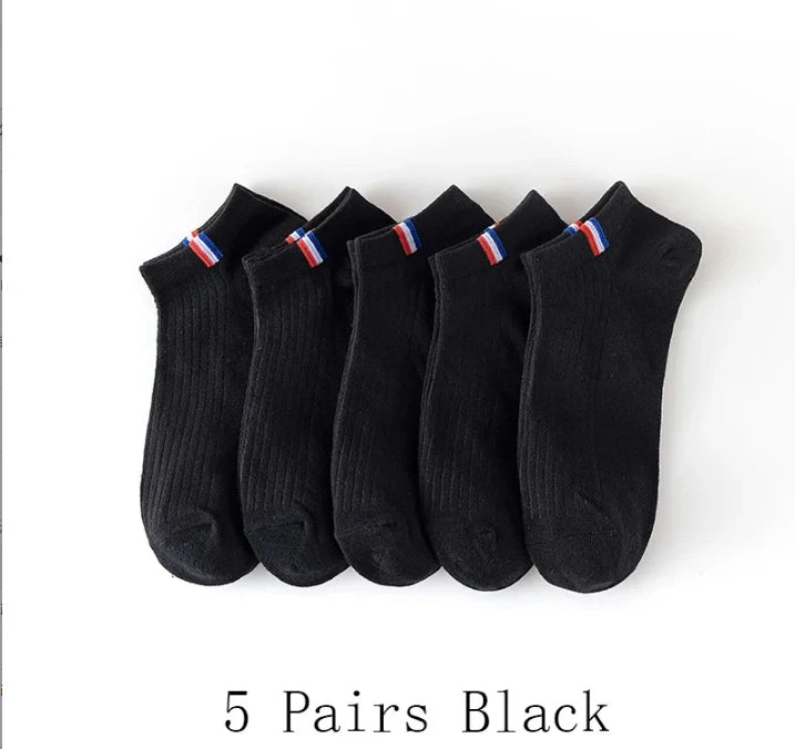 5/10/20/30 Pairs Men Ankle Socks Fashionable Letter Sports Style Odor Proof Sweat Absorbing Breathable Invisible Running Socks