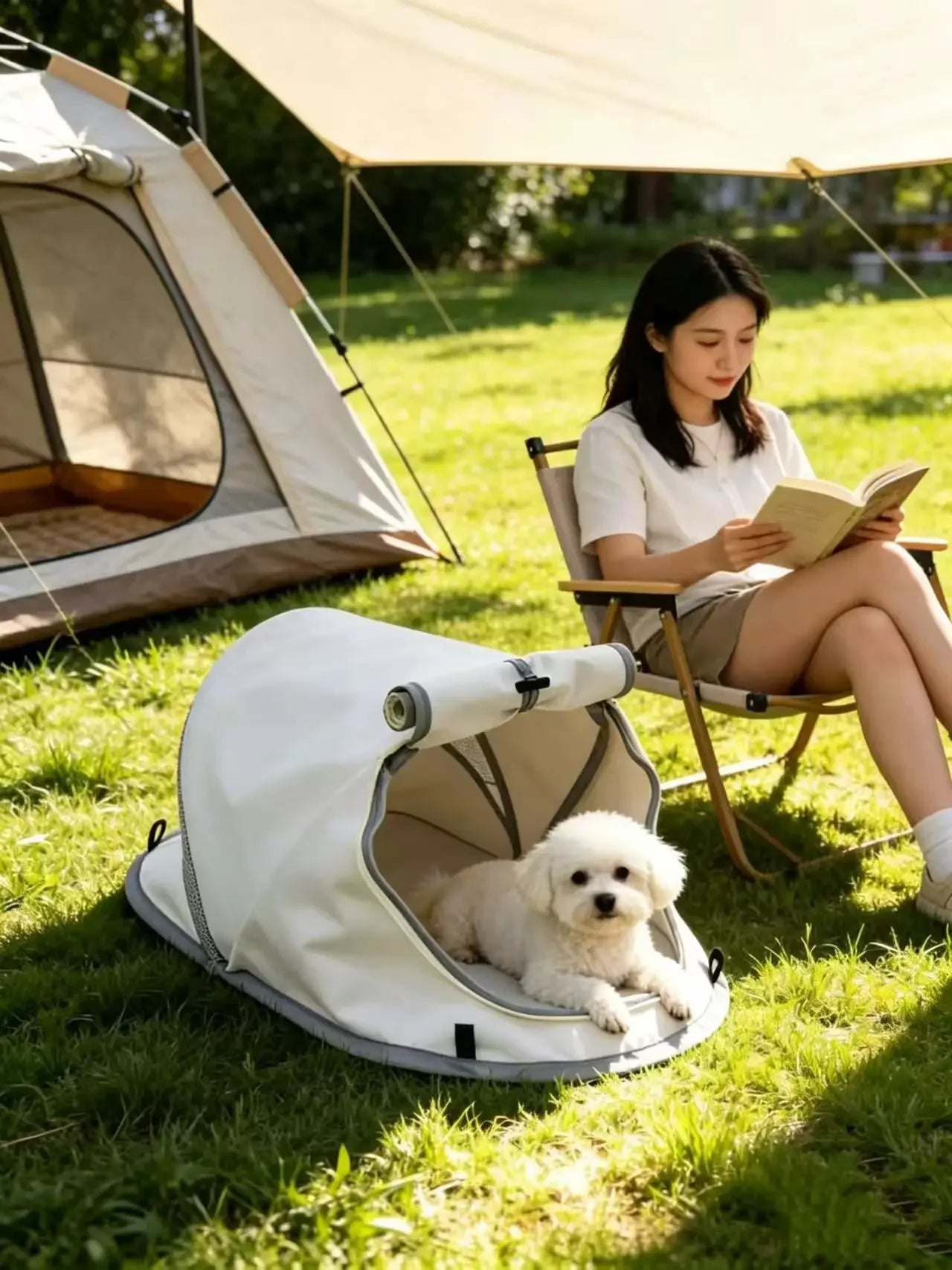 Pet Tent Portable Outdoor Camping Sun Protection Shelter for Puppy Kitten Small Animals Foldable Breathable Mesh House Travel