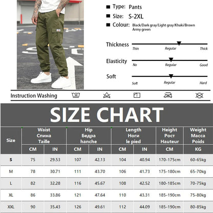 Spring Men's Casual Cargo Pants Men Outdoor Jogging Elastic Waist Drawstring Sweatpants Loose Overalls Trousers Clothing