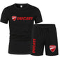 DUCATI Men's Summer Clothing Sets Short Sleeve T-Shirt Sports Shorts Motorcycle Theme Jogging Beachwear Regular outdoor jogging