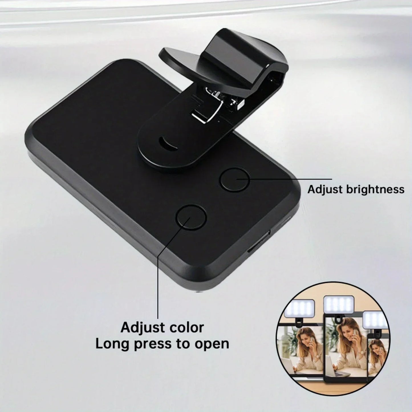 Rechargeable Clip On Selfie Ring Light with 3 Color Modes Adjustable Brightness for Phone Computer Video Calls Photography